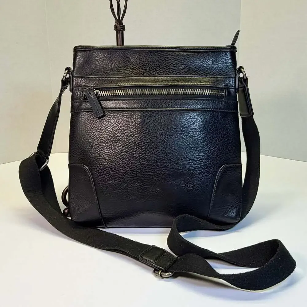 Aldo Black Leather Messenger Bag